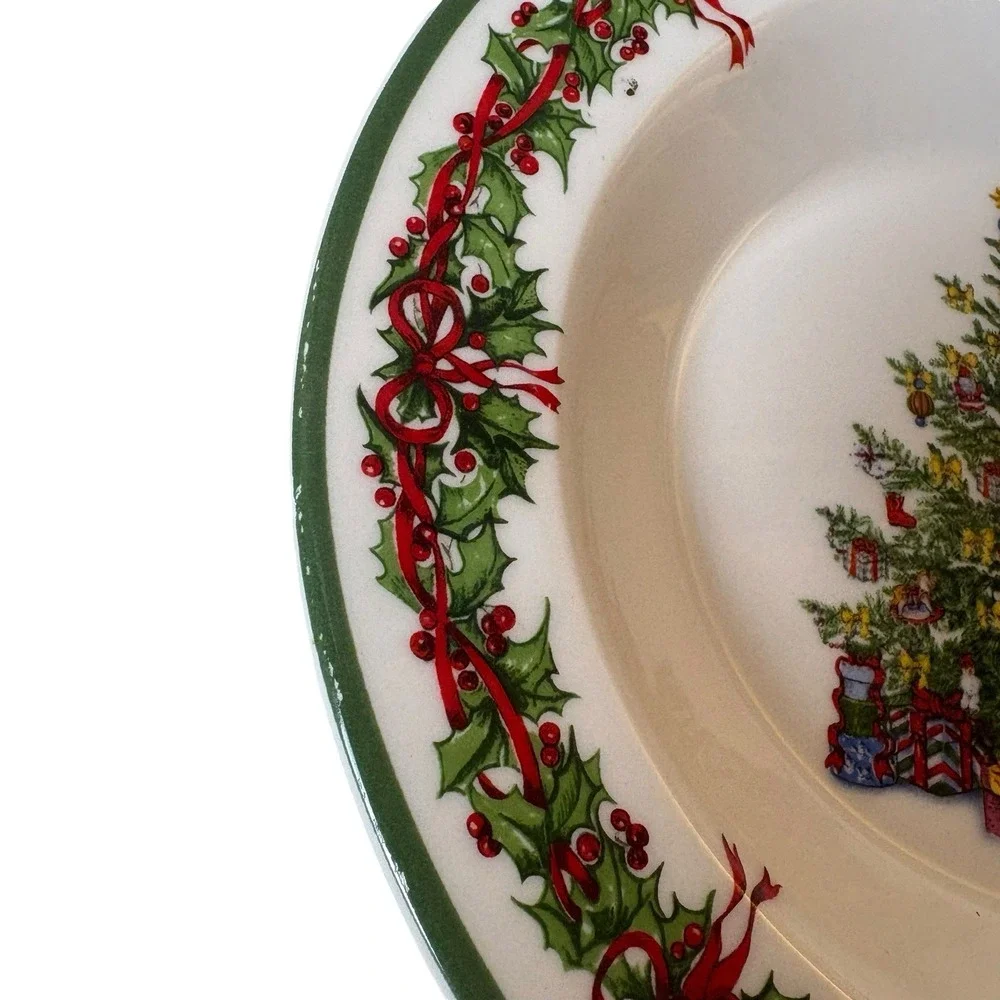 Set Of 4 Christopher Radko Christmas Holiday Wide Rim Soup Bowl/Serving 9